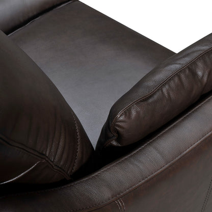 Dark Brown Leather Sofa & Toss Pillows With Brown Legs
