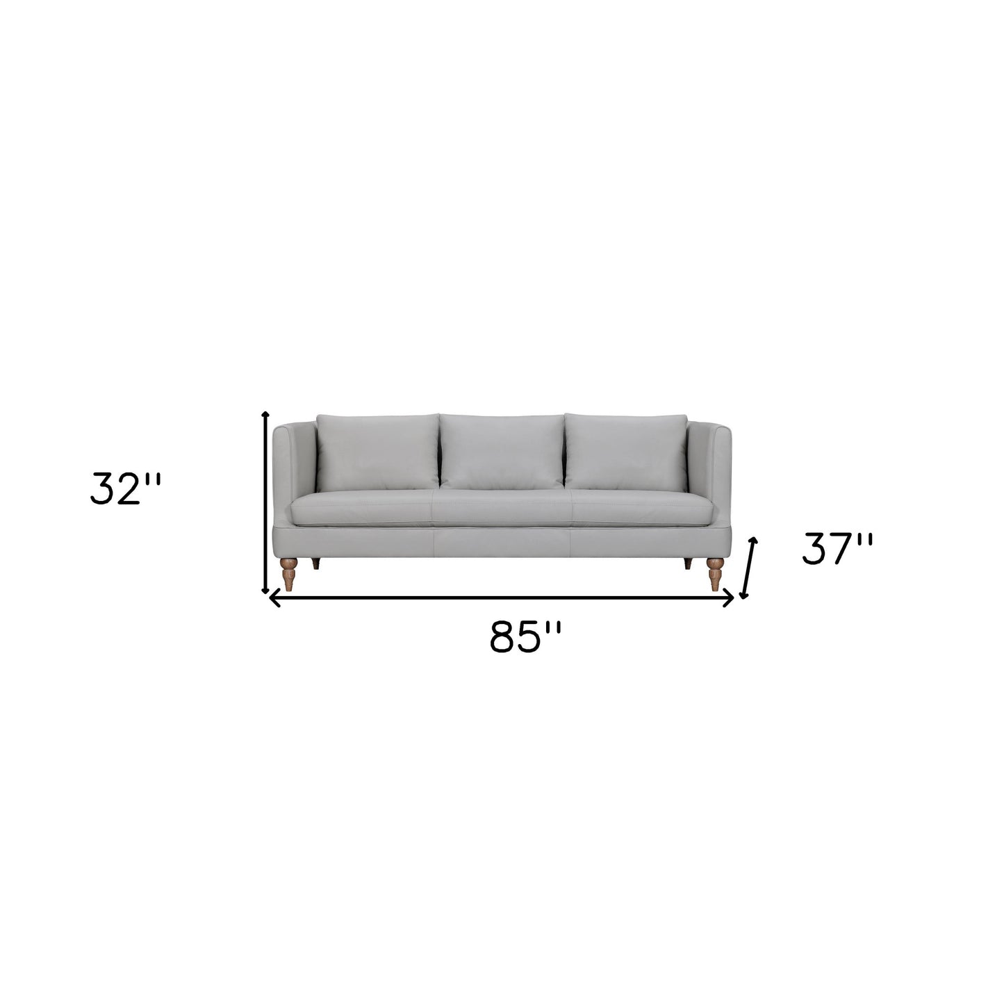 Gray Leather Sofa With Brown Legs