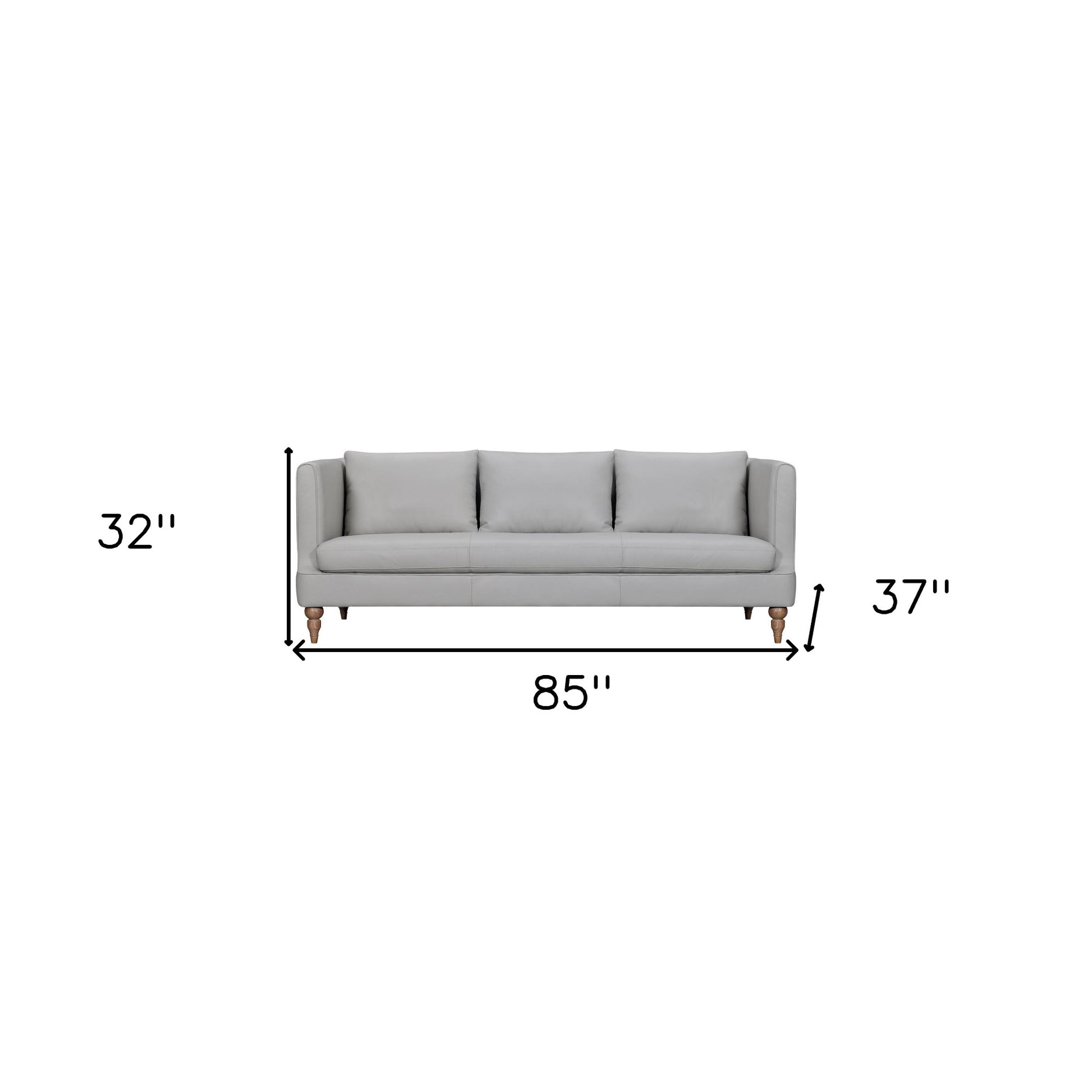 Gray Leather Sofa With Brown Legs