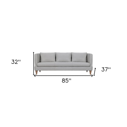 Gray Leather Sofa With Brown Legs