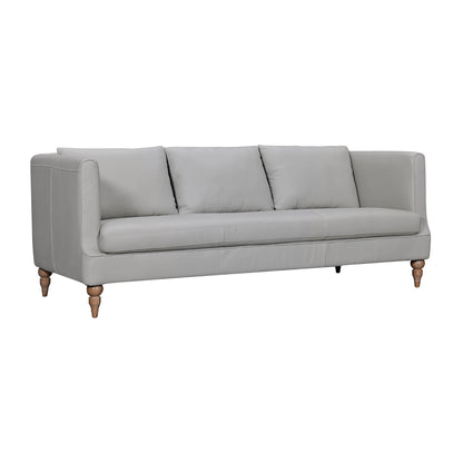 Gray Leather Sofa With Brown Legs