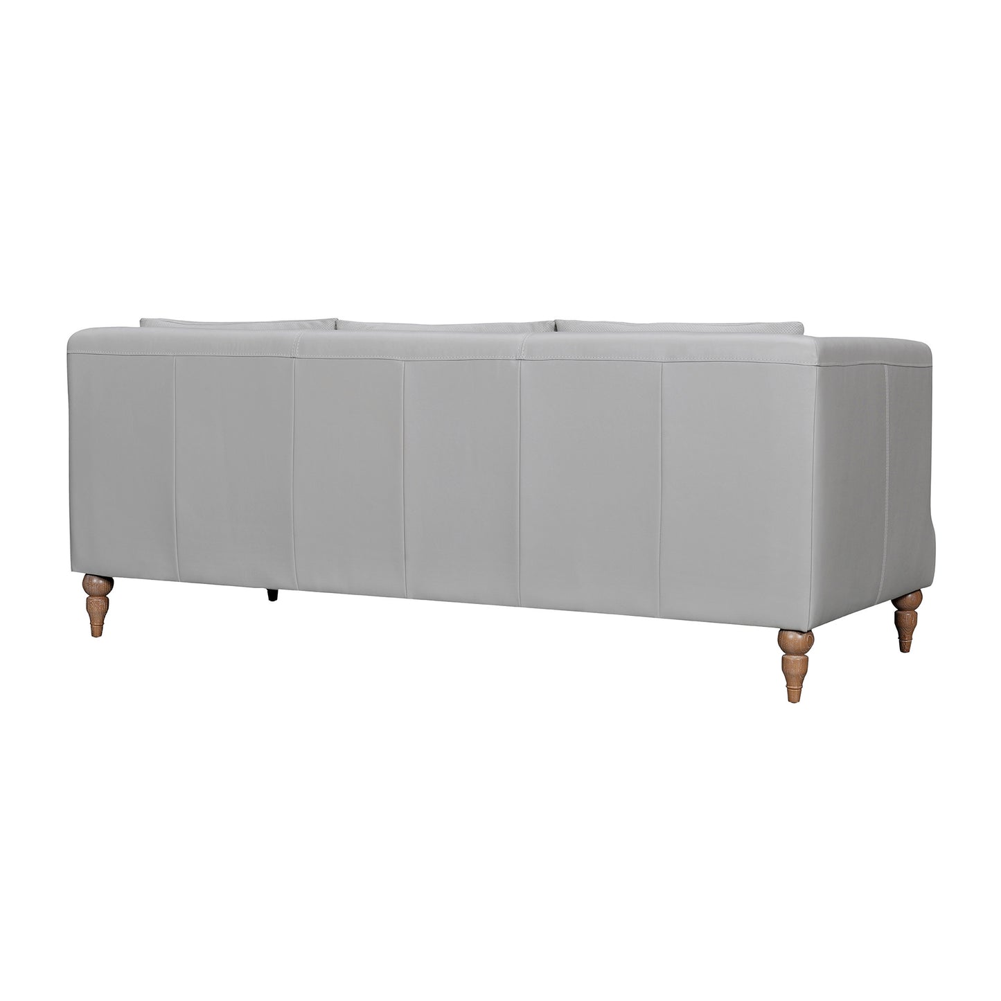 Gray Leather Sofa With Brown Legs