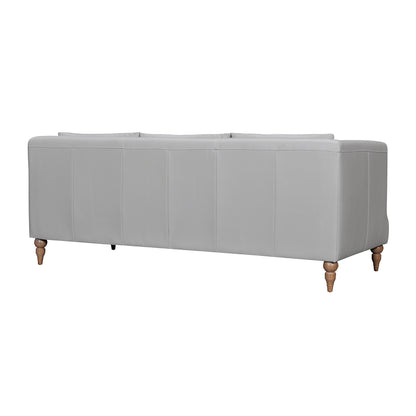 Gray Leather Sofa With Brown Legs