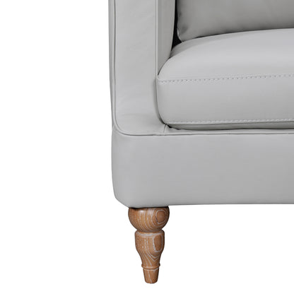 Gray Leather Sofa With Brown Legs