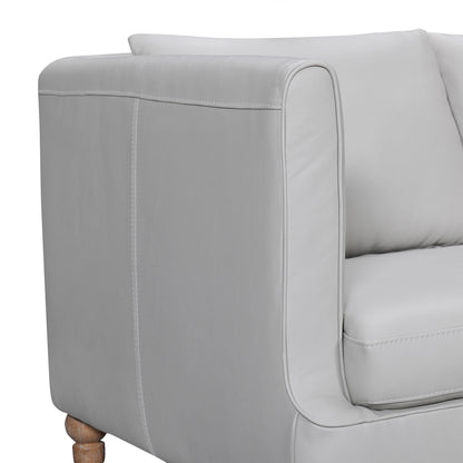 Gray Leather Sofa With Brown Legs