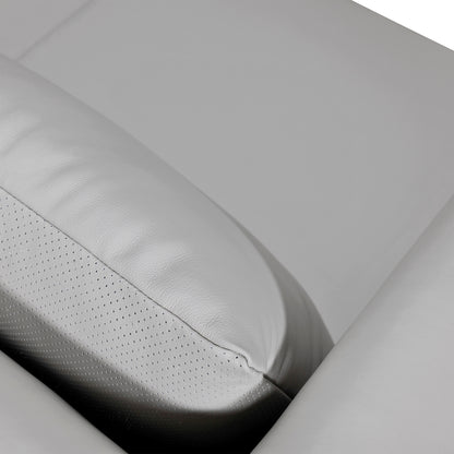 Gray Leather Sofa With Brown Legs