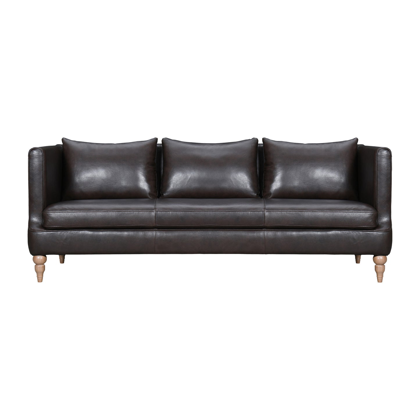 Dark Brown Leather Sofa With Brown Legs