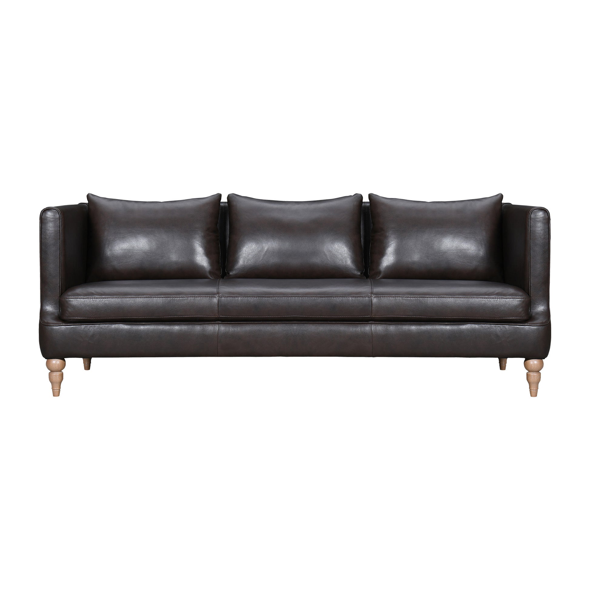 Dark Brown Leather Sofa With Brown Legs