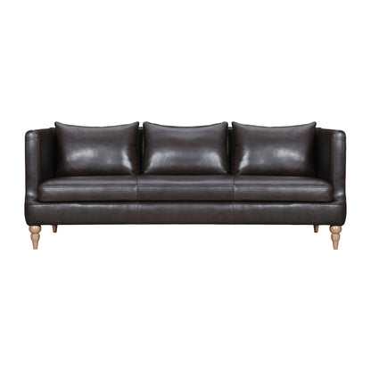 Dark Brown Leather Sofa With Brown Legs