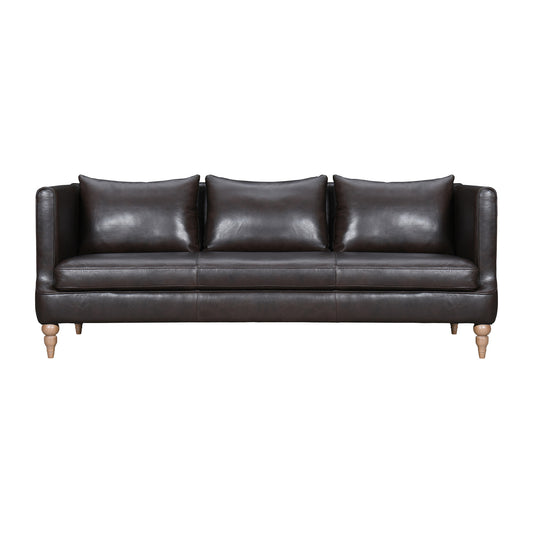 Dark Brown Leather Sofa With Brown Legs