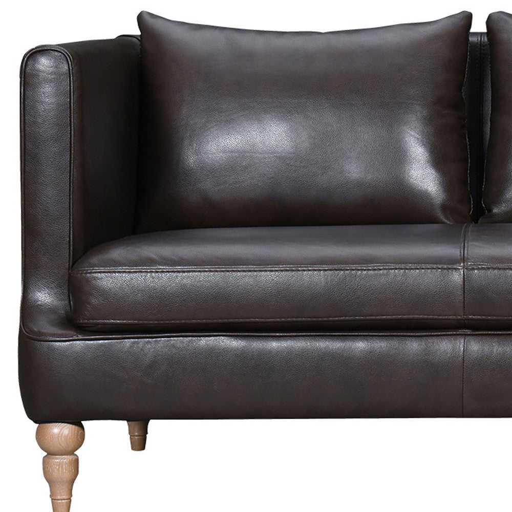 Dark Brown Leather Sofa With Brown Legs
