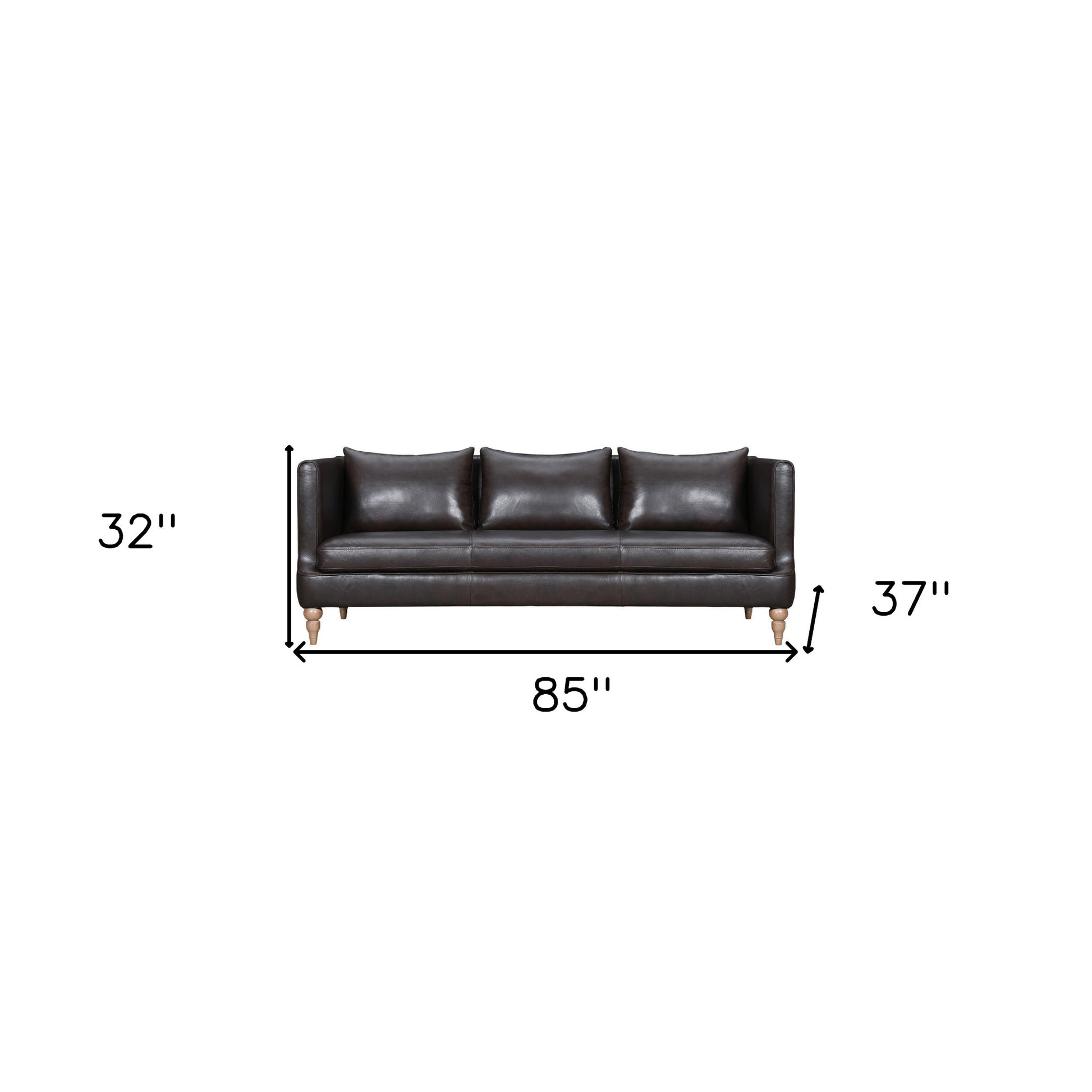 Dark Brown Leather Sofa With Brown Legs