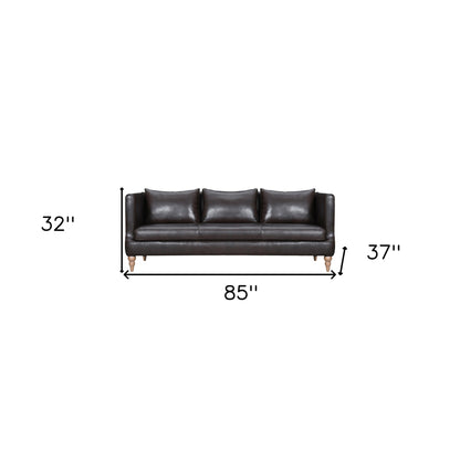 Dark Brown Leather Sofa With Brown Legs