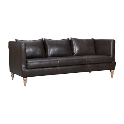 Dark Brown Leather Sofa With Brown Legs