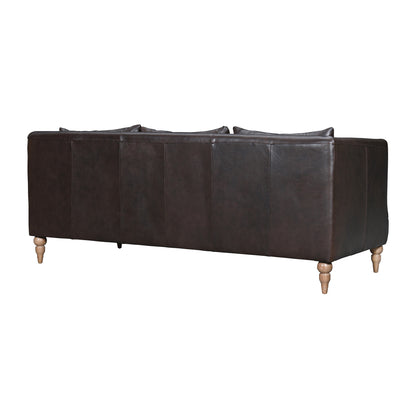 Dark Brown Leather Sofa With Brown Legs