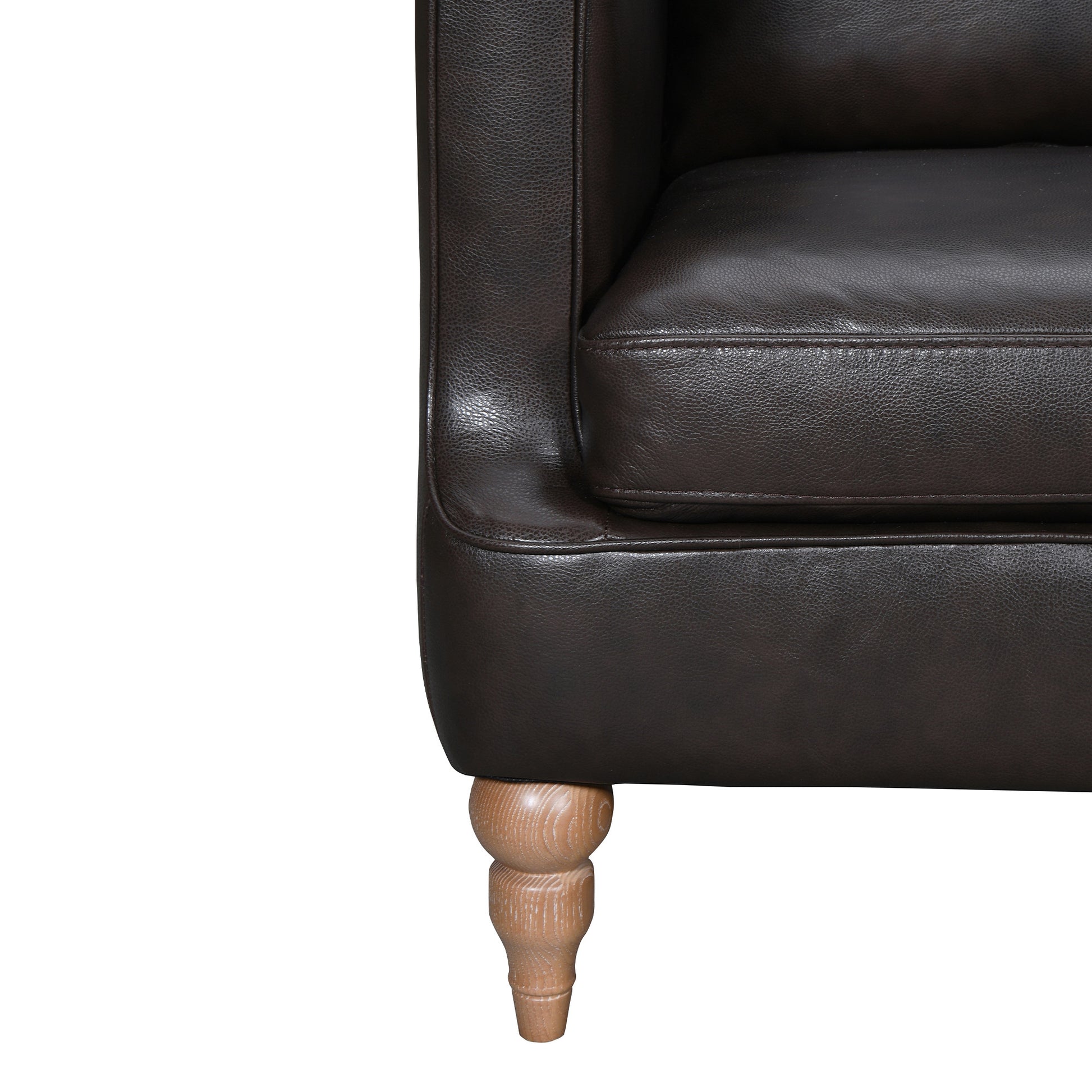 Dark Brown Leather Sofa With Brown Legs