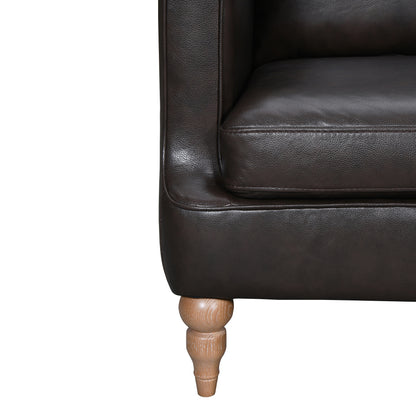 Dark Brown Leather Sofa With Brown Legs