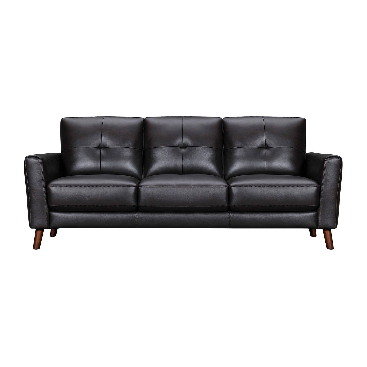 Black Leather Sofa With Brown Legs