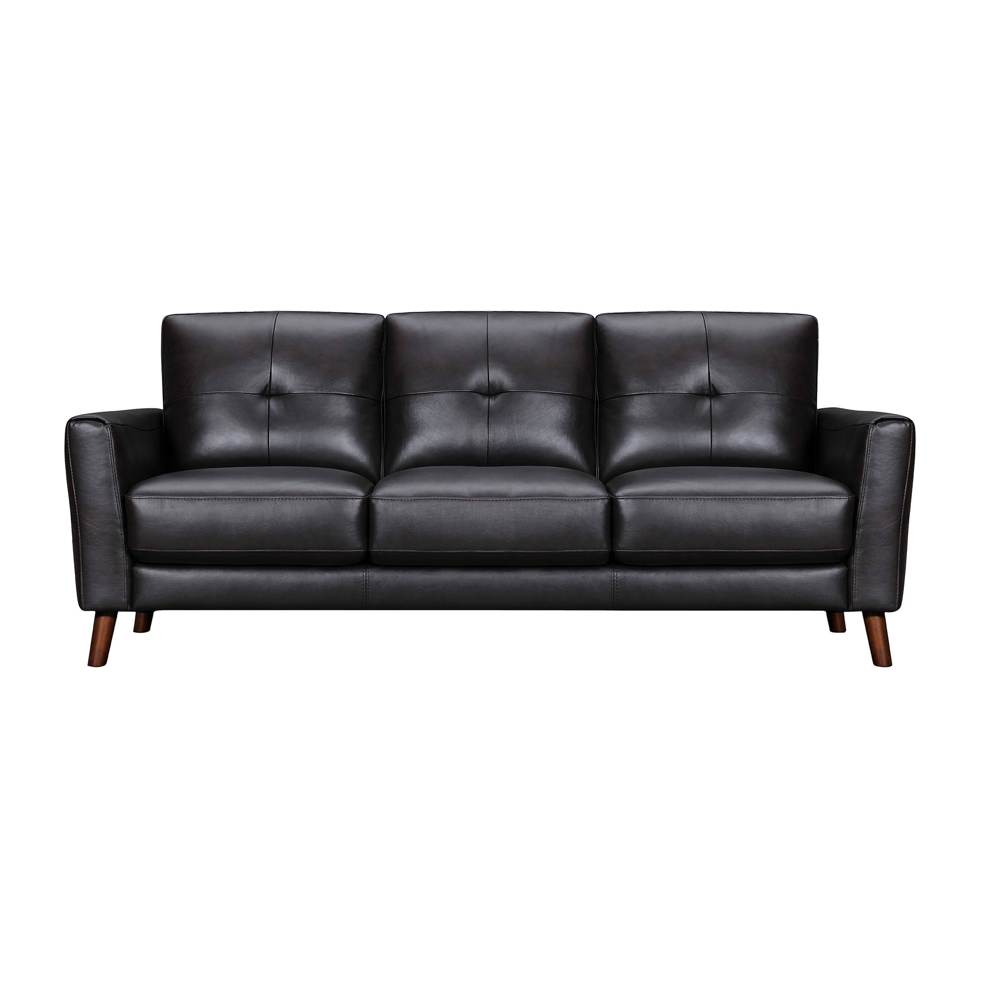 Black Leather Sofa With Brown Legs