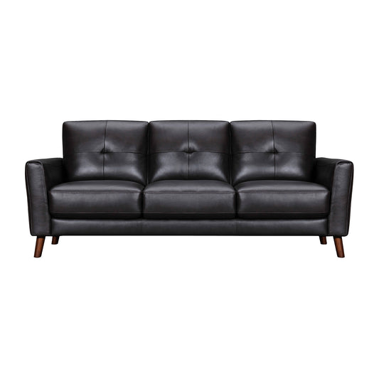 Black Leather Sofa With Brown Legs