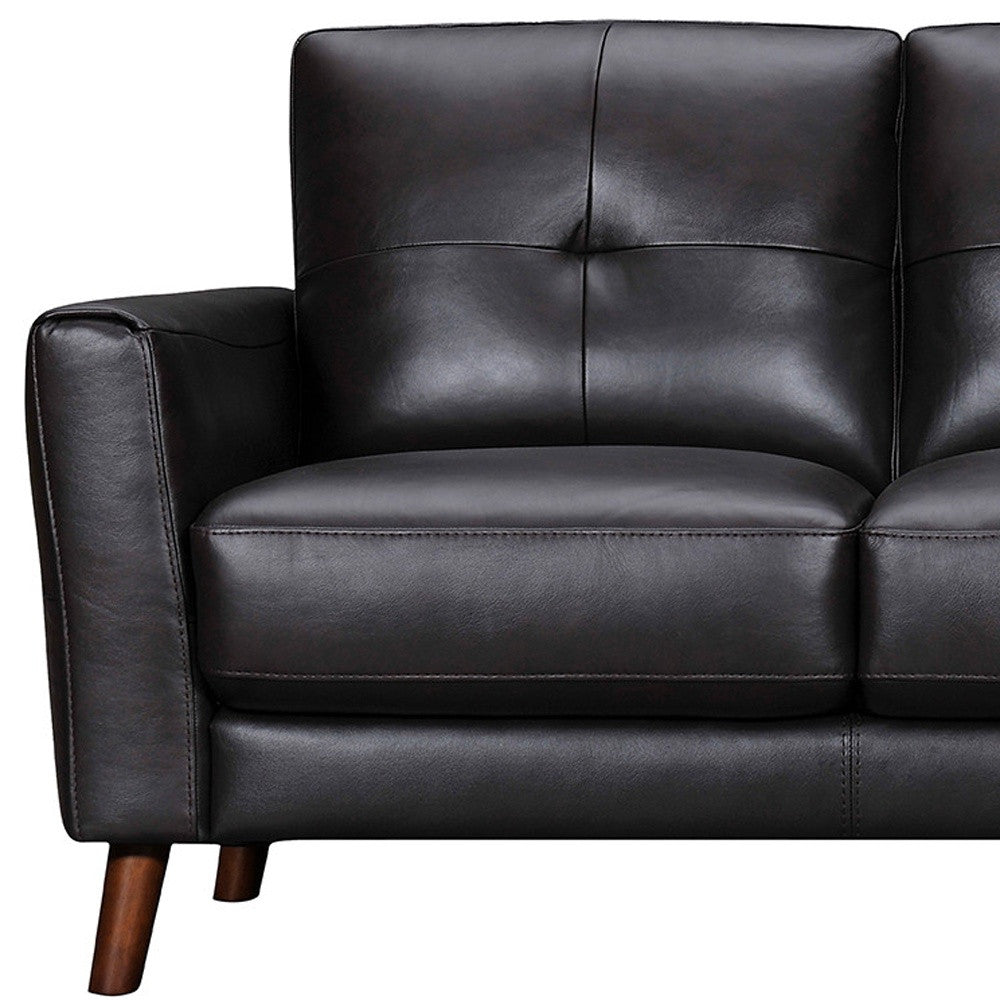 Black Leather Sofa With Brown Legs