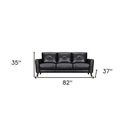 Black Leather Sofa With Brown Legs