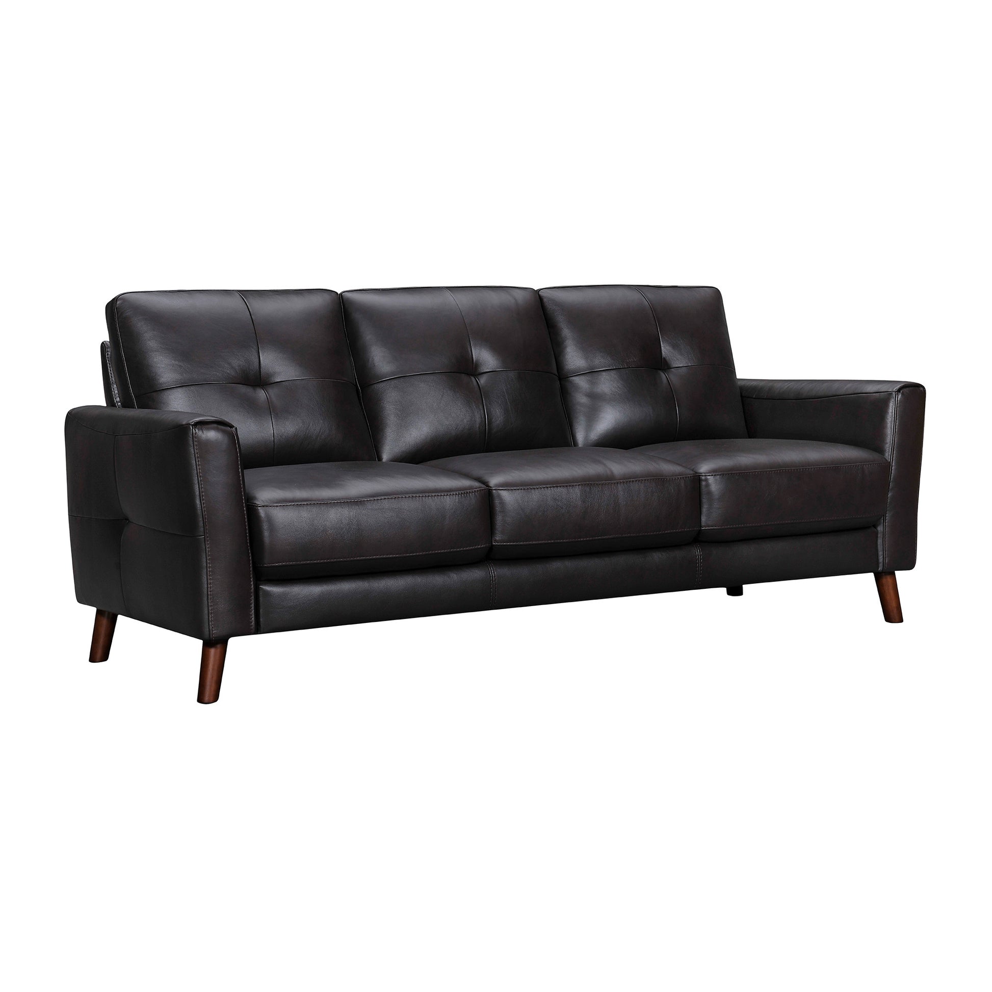 Black Leather Sofa With Brown Legs