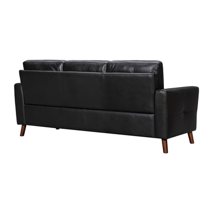 Black Leather Sofa With Brown Legs