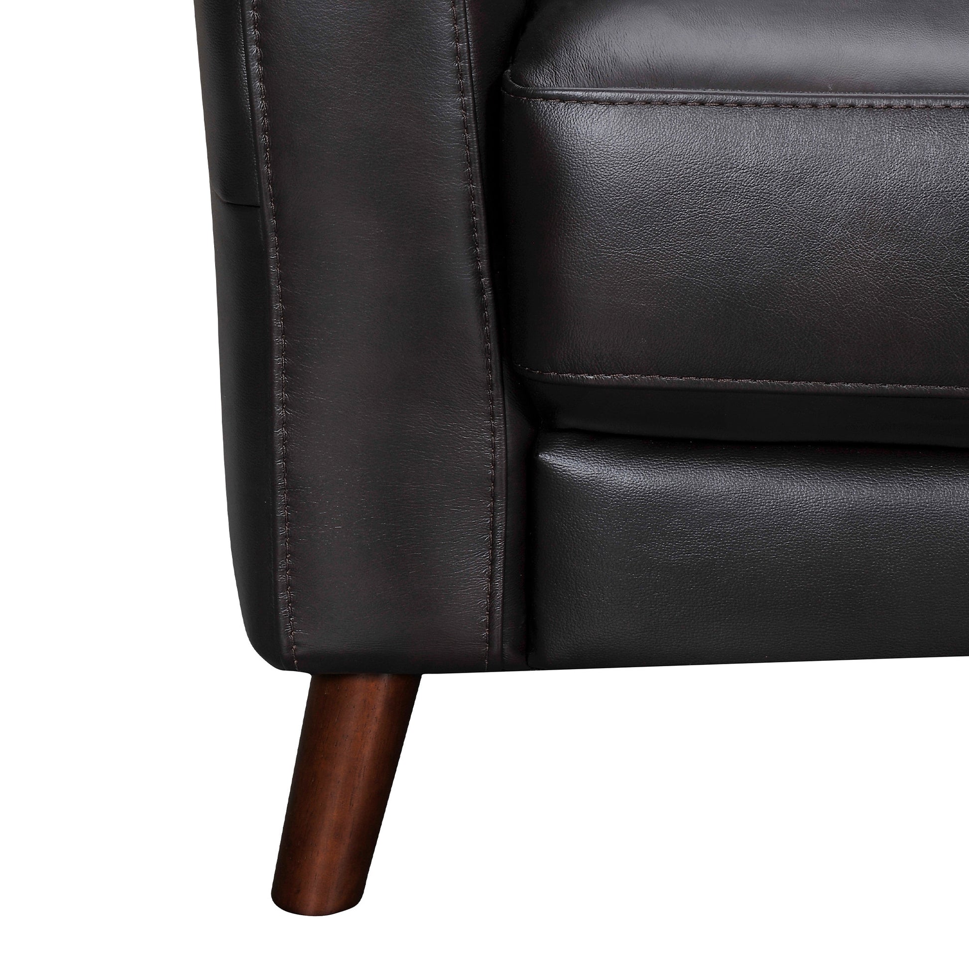 Black Leather Sofa With Brown Legs