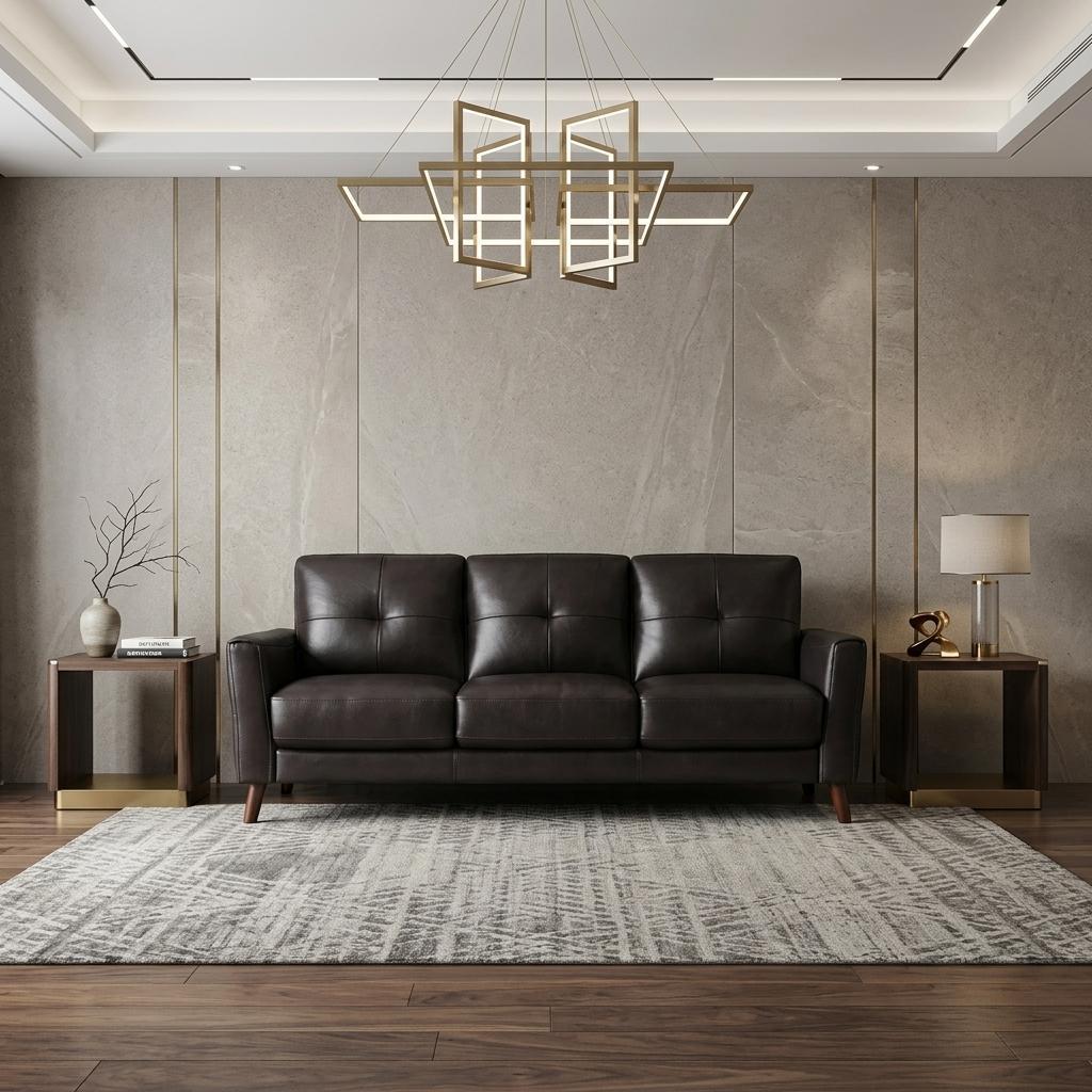 Black Leather Sofa With Brown Legs