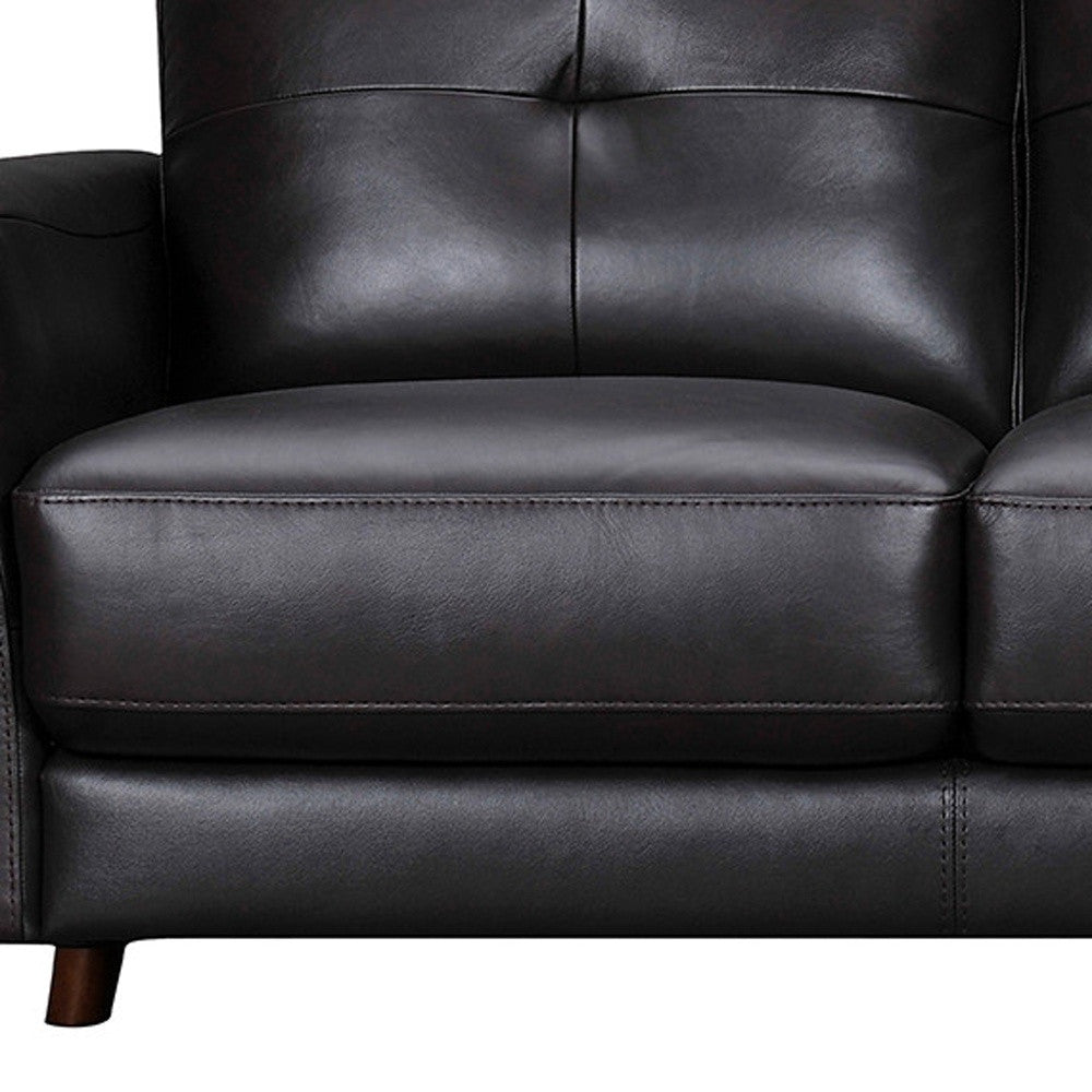 Black Leather Sofa With Brown Legs