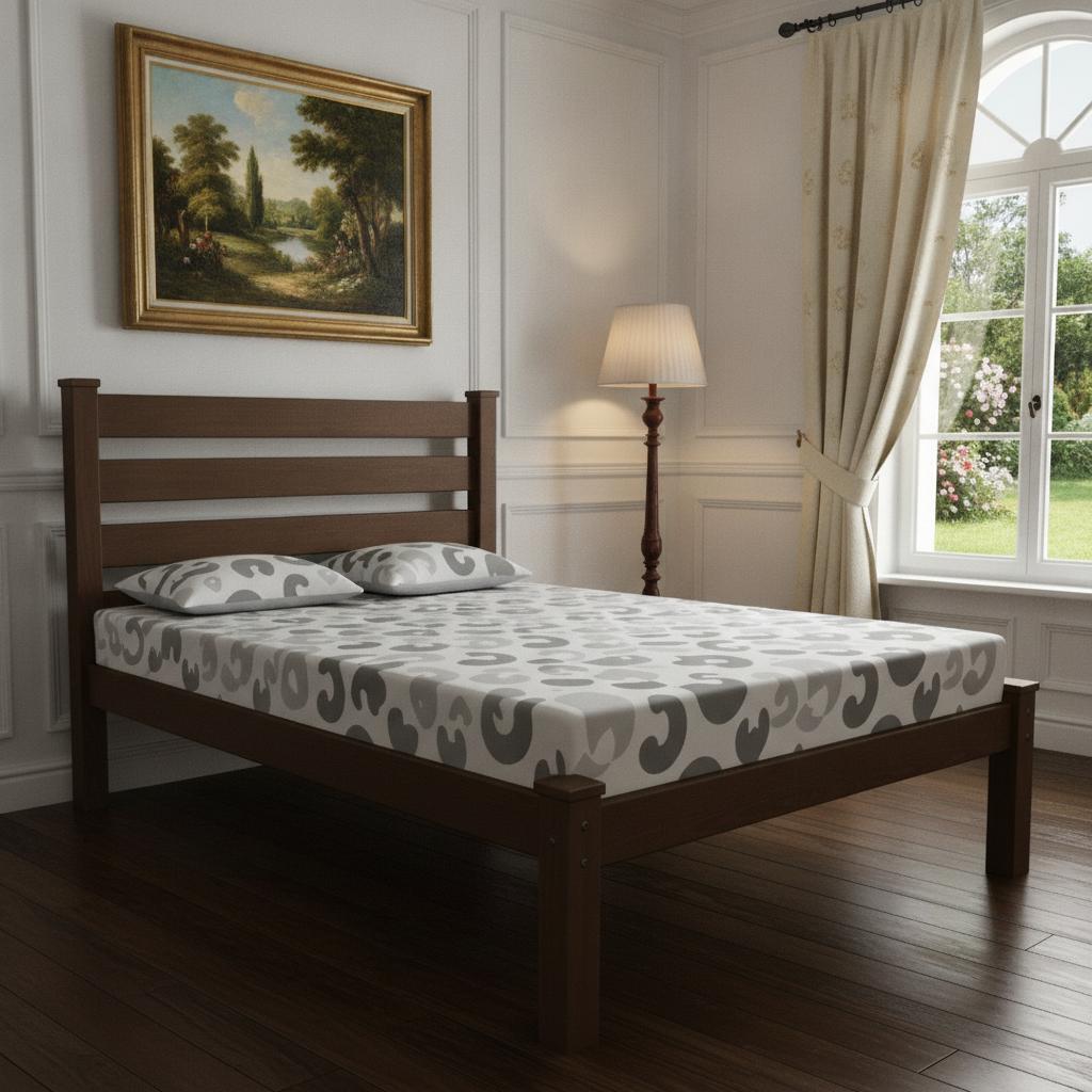 Brown Solid Wood Full Bed