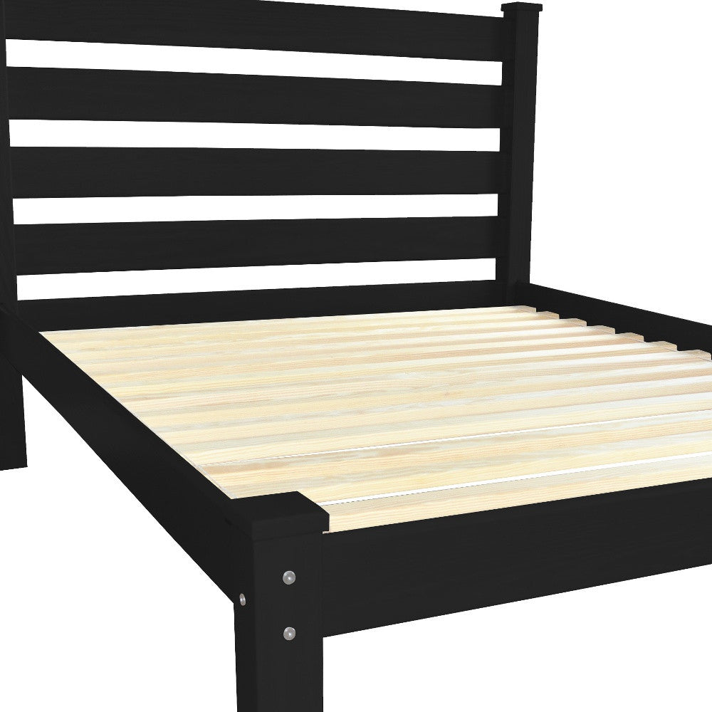 Black Solid Wood Full Bed