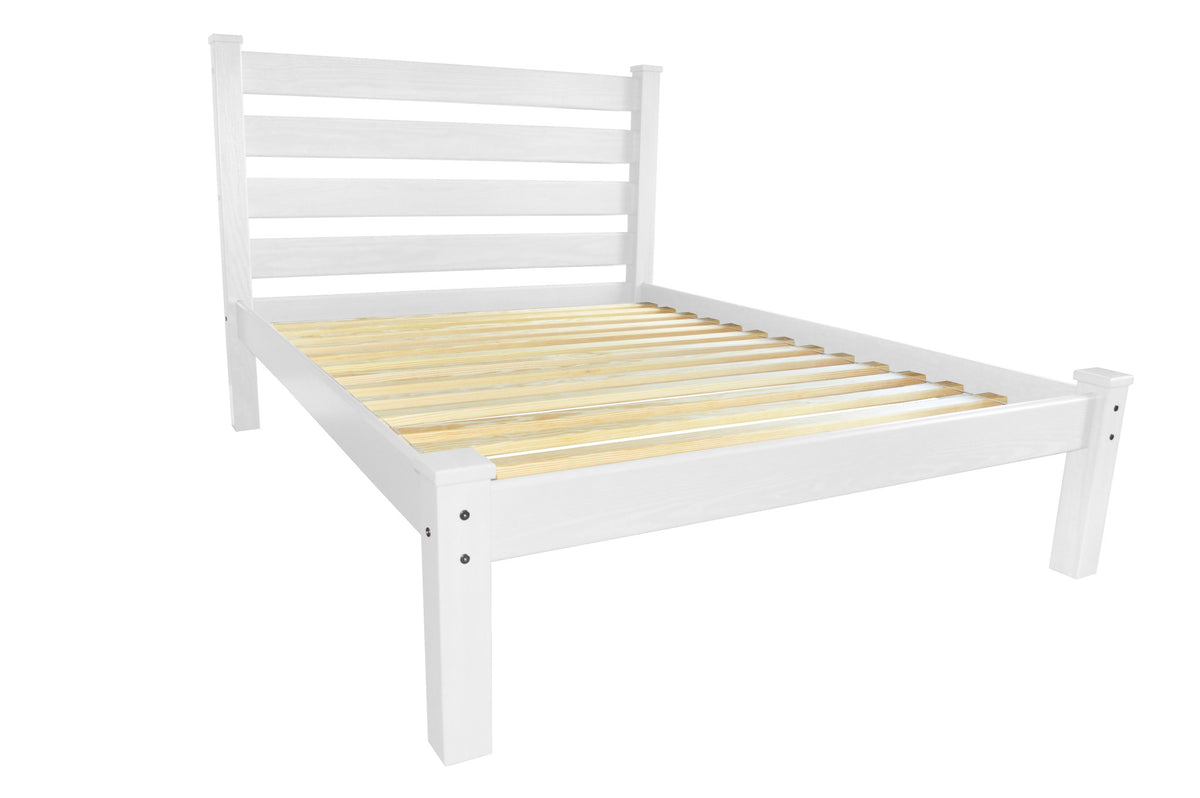 White Solid Wood Full Bed