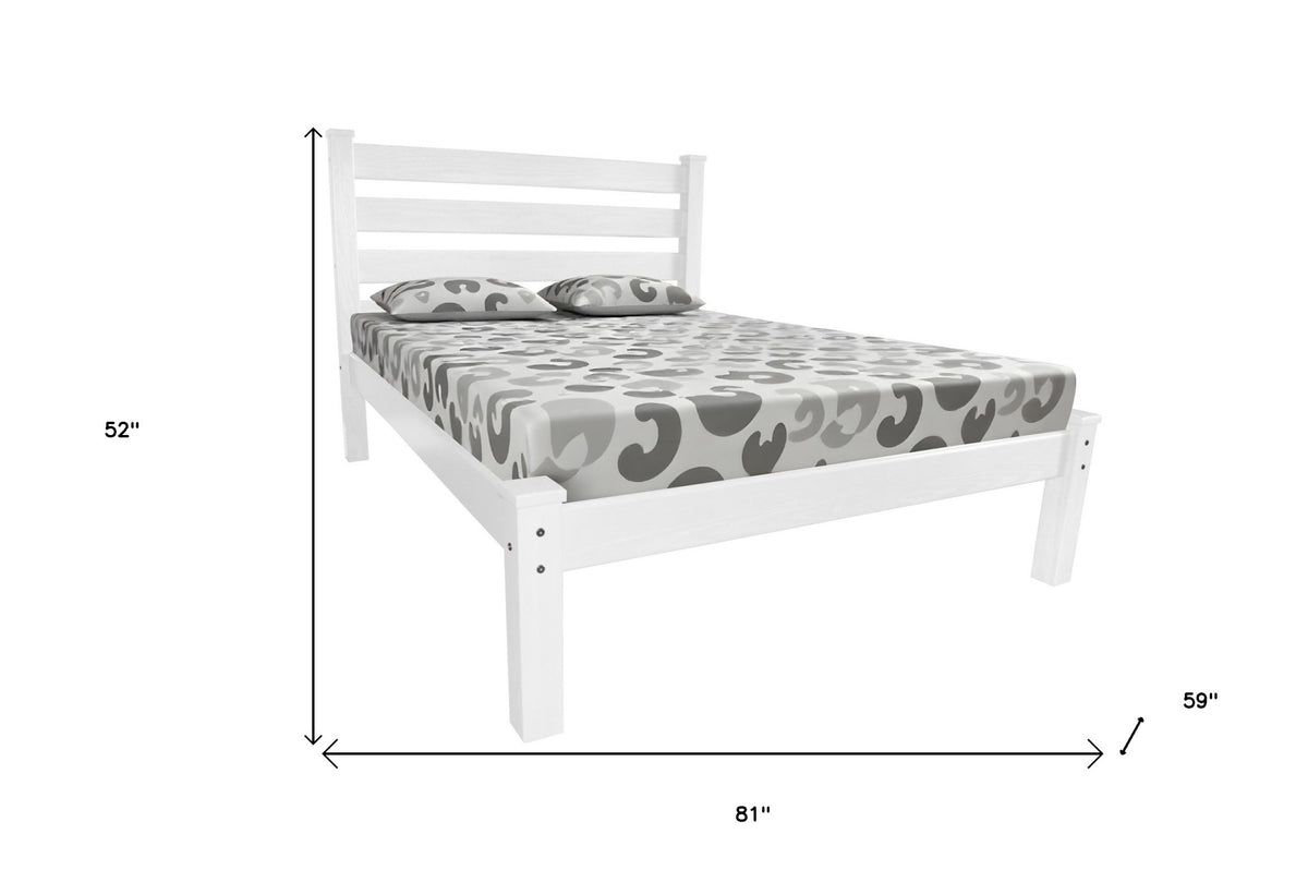 White Solid Wood Full Bed