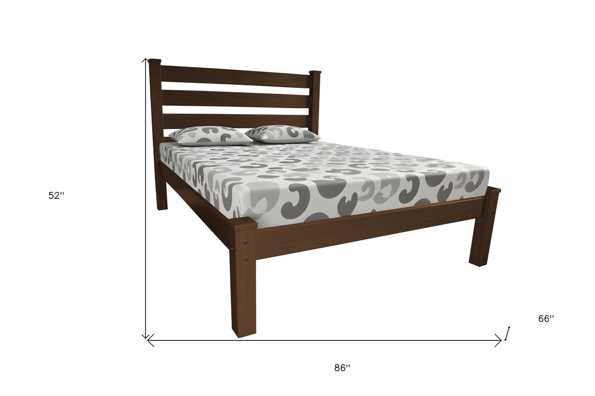 Brown Solid Wood Queen Bed