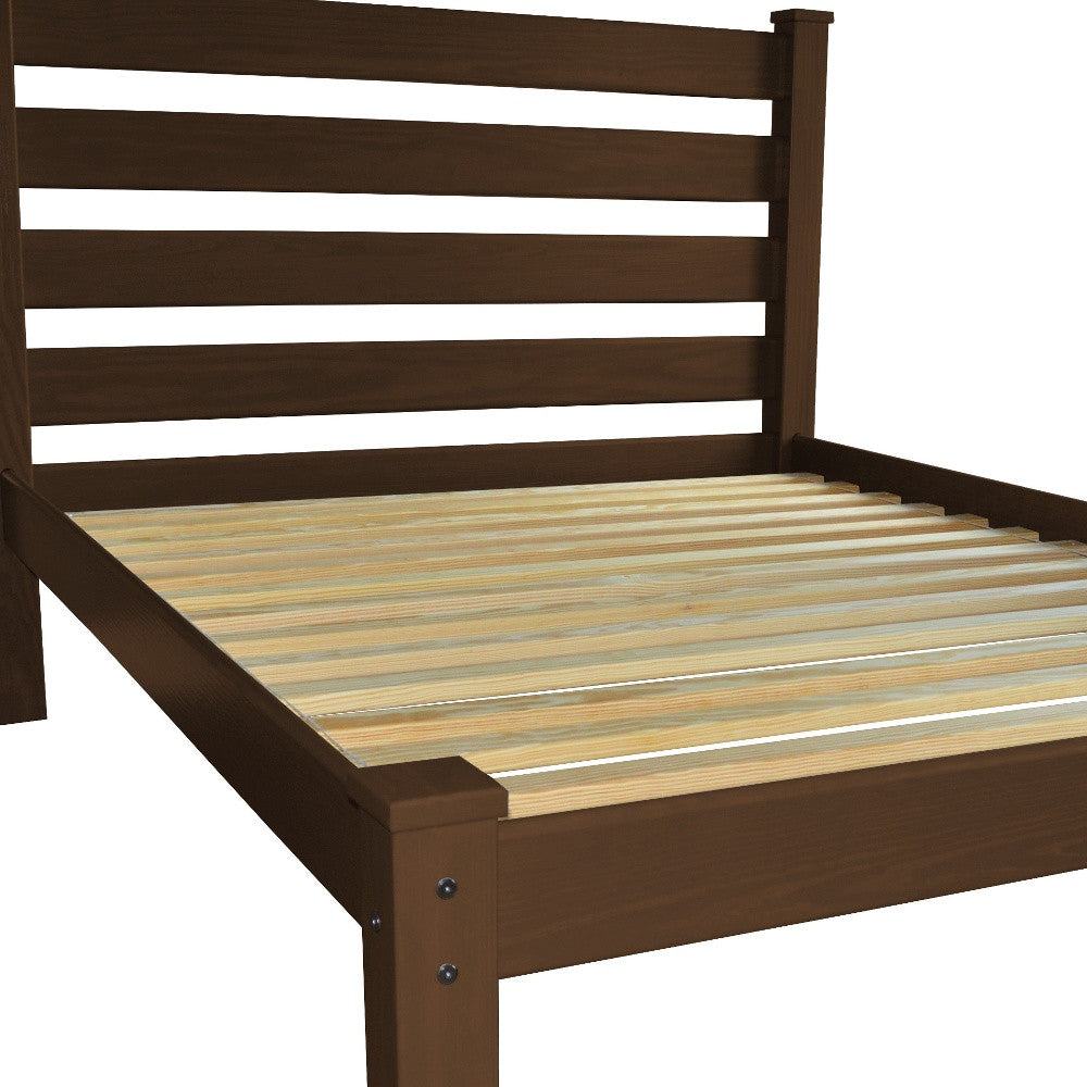 Brown Solid Wood Queen Bed
