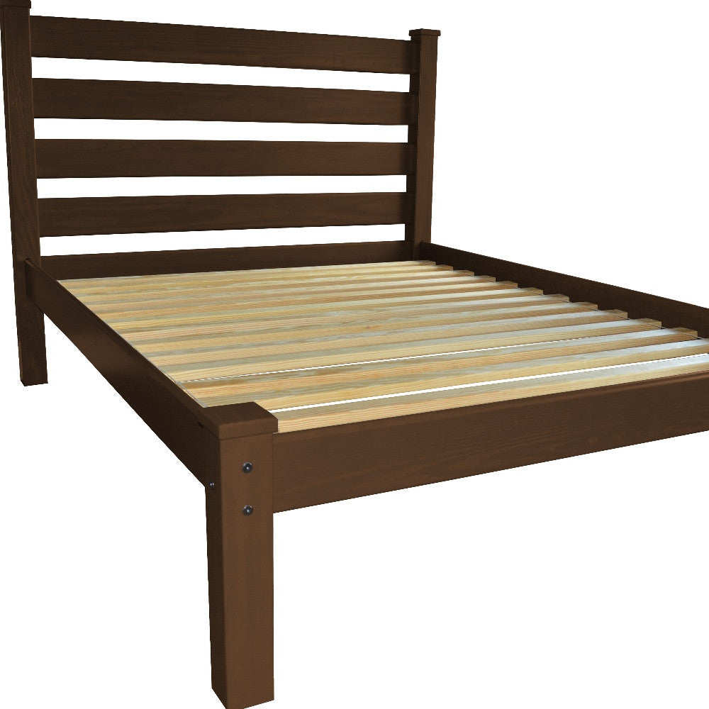 Brown Solid Wood Queen Bed