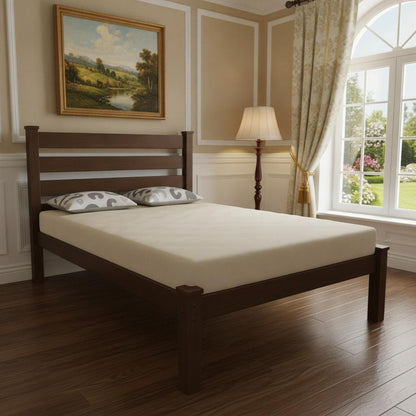 Brown Solid Wood Queen Bed