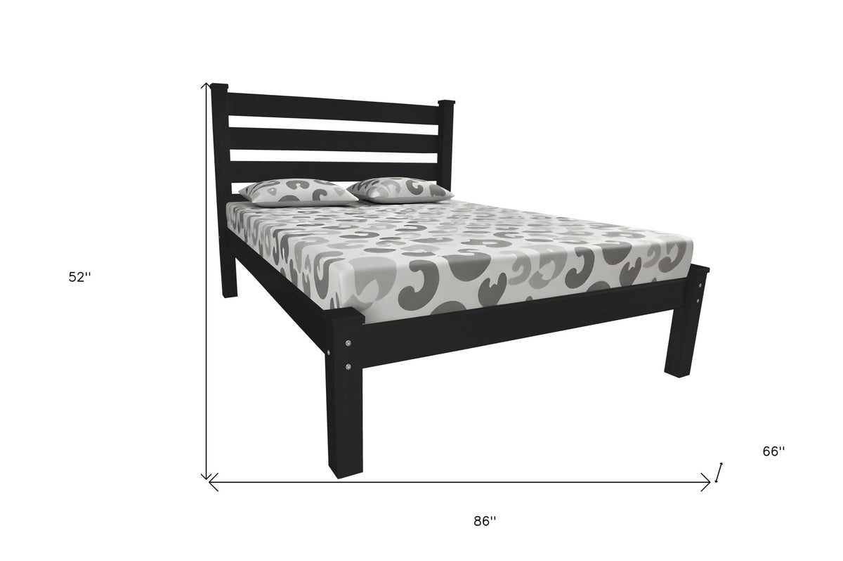 Black Solid Wood Queen Bed