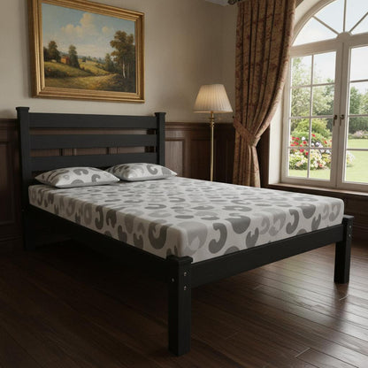 Black Solid Wood Queen Bed