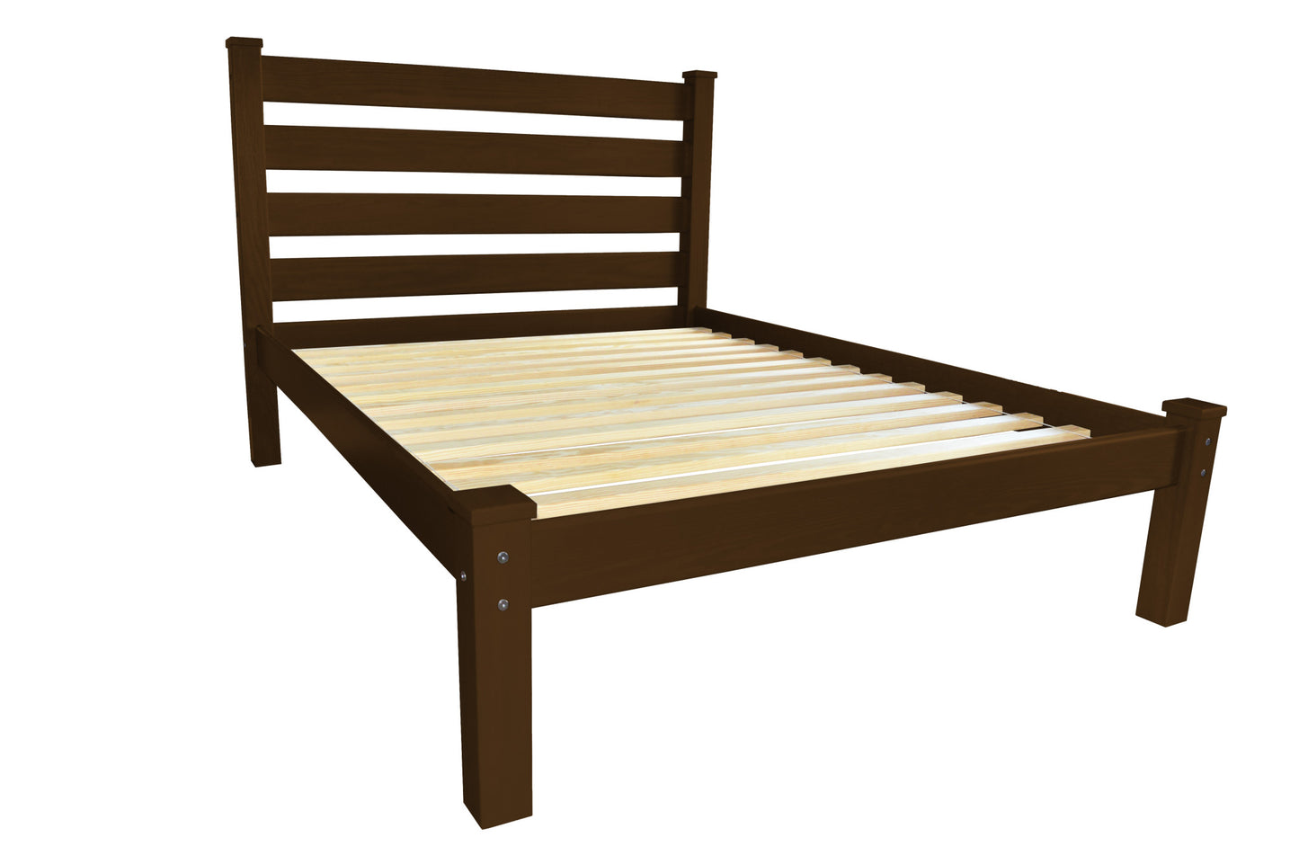 Brown Solid Wood Queen Bed