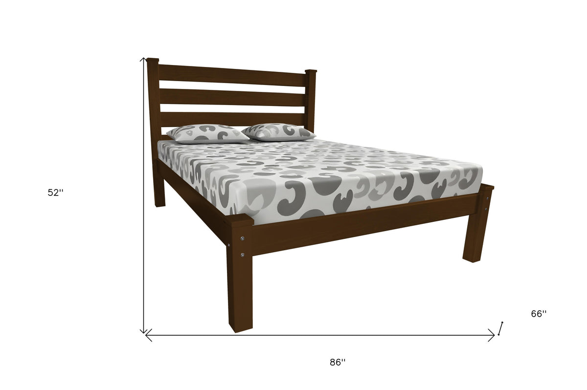 Brown Solid Wood Queen Bed