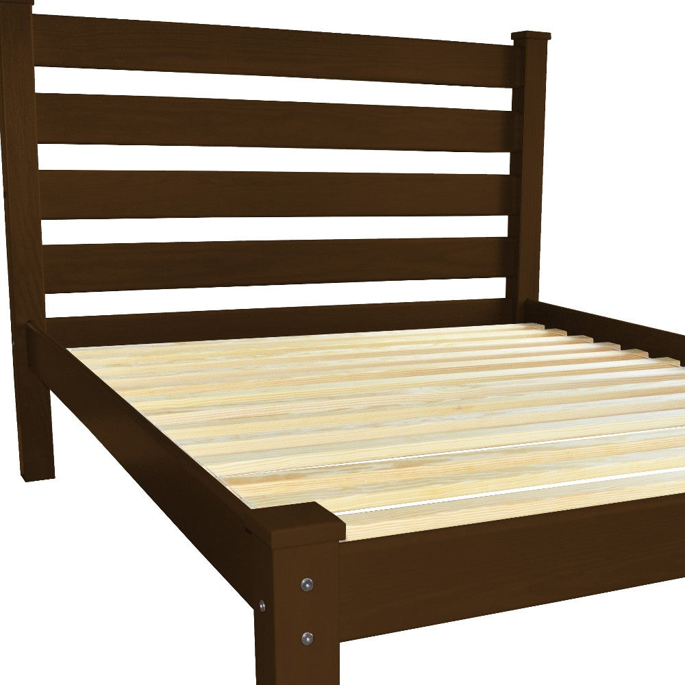 Brown Solid Wood Queen Bed