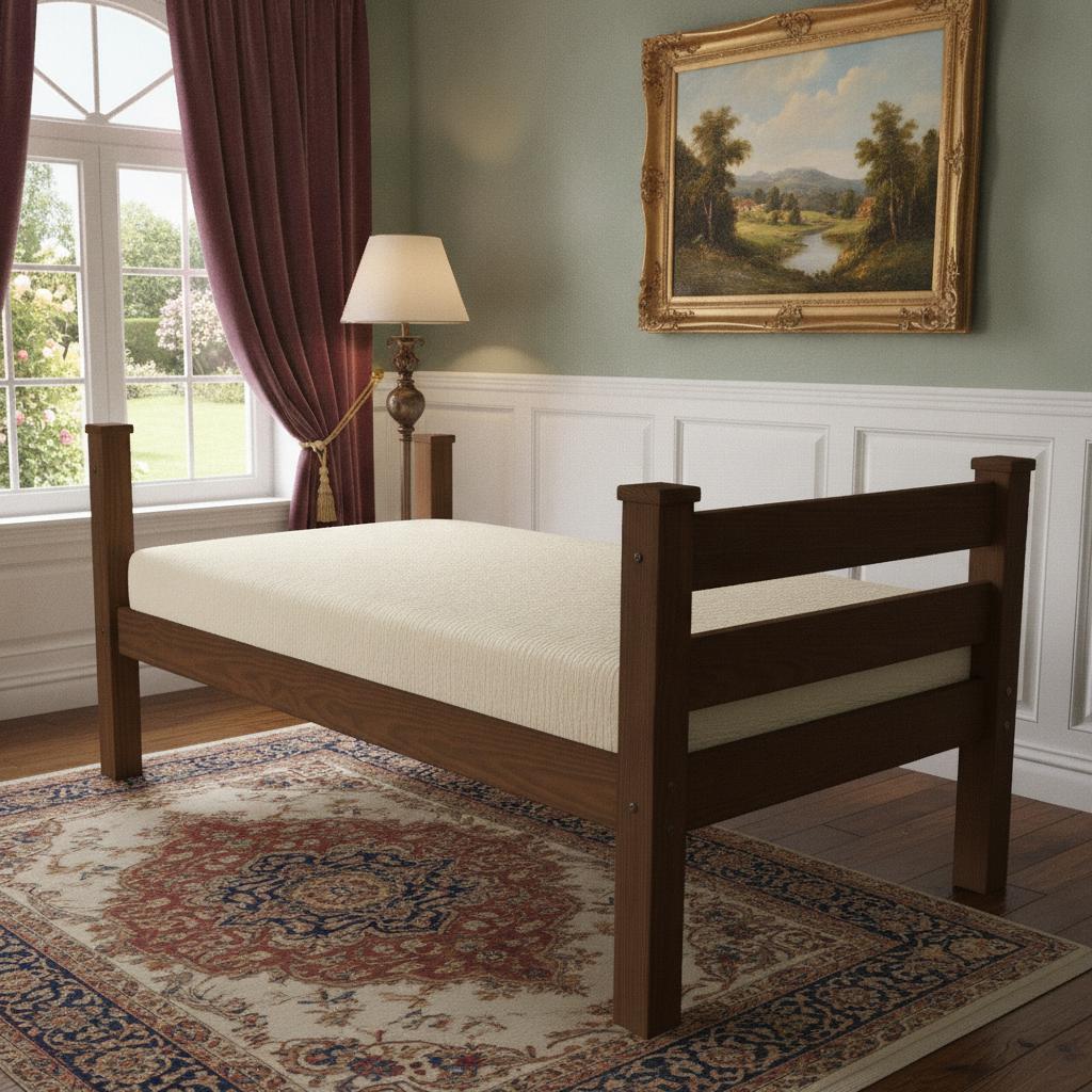 Brown Solid Wood Twin Bed