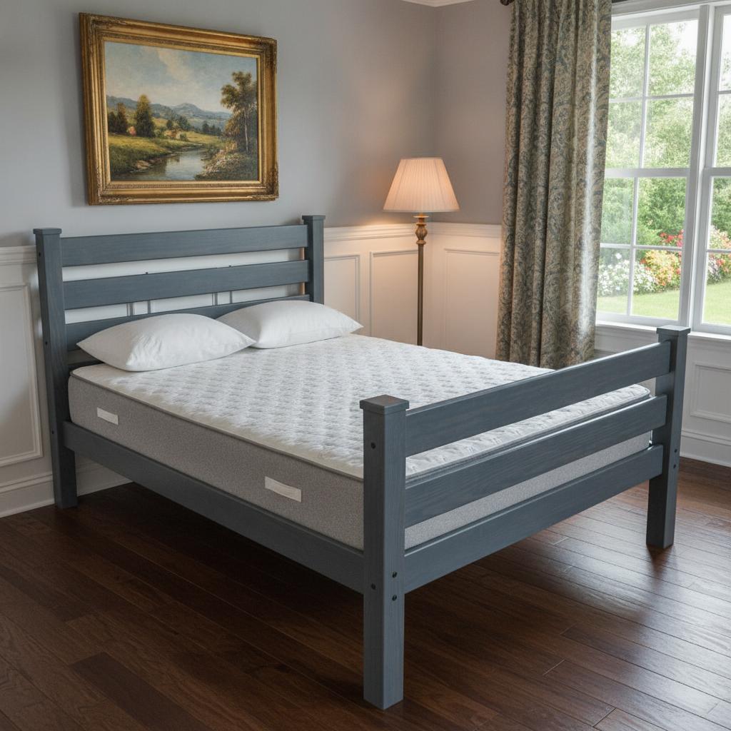 Gray Solid Wood Twin Bed