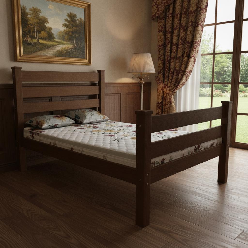 Brown Solid Wood Full Bed