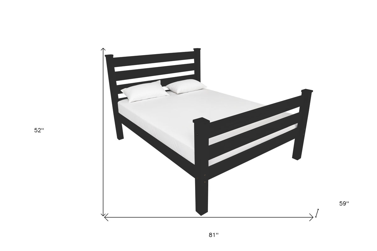 Black Solid Wood Full Bed
