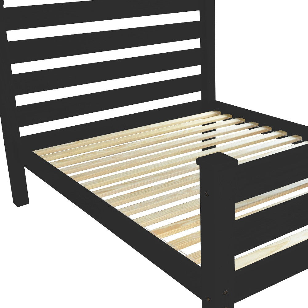 Black Solid Wood Full Bed