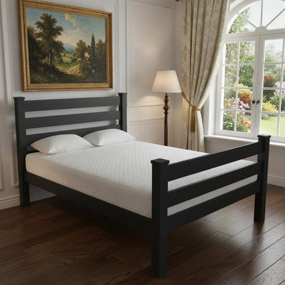 Black Solid Wood Full Bed